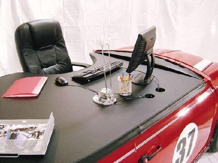 Office desk with leather chair