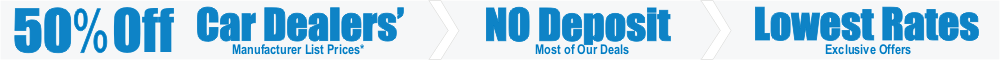 No Deposit Car Leasing - 50% off Manufacturer List Prices and Pay Nothing up front.